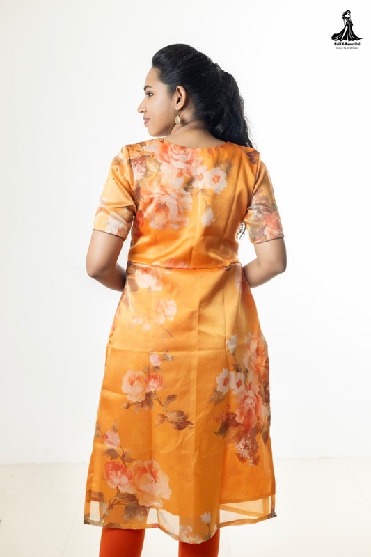 Tangerine Bloom Kurti