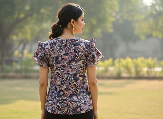 Canteen Crush Short Kurti β purple paisley rayon short kurti for women, image 2