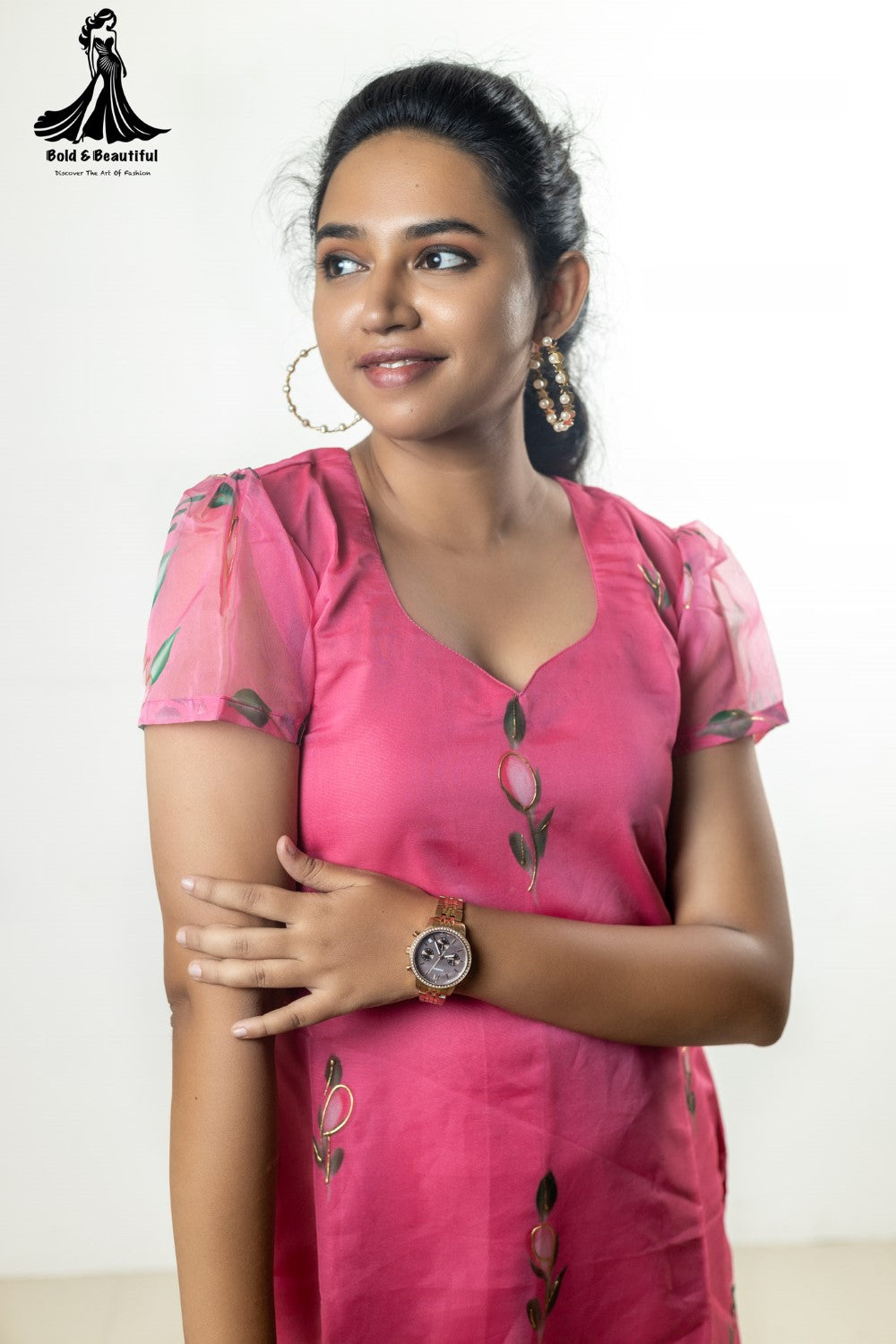 Leaf Kissed Pink Kurti