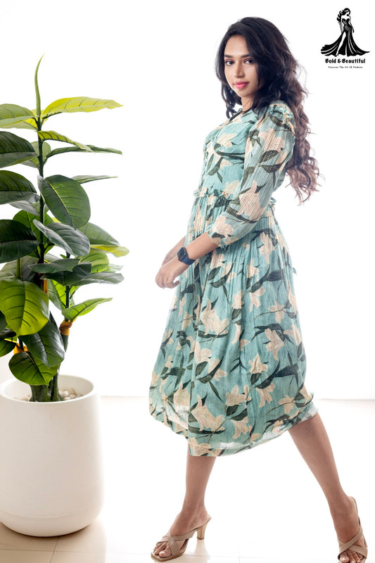Aqua Fern Dress