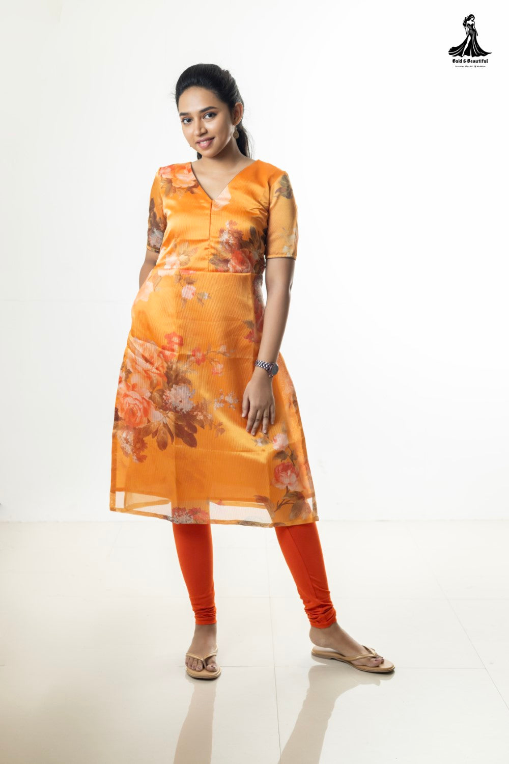 Tangerine Bloom Kurti