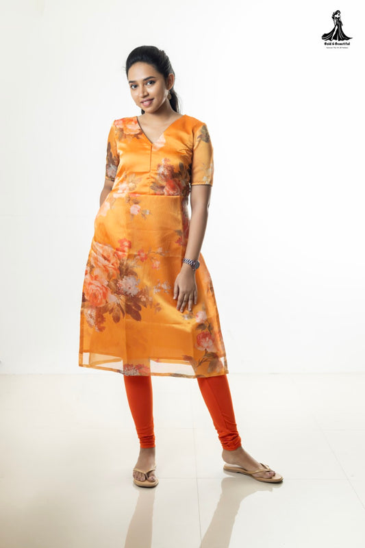 Tangerine Bloom Kurti