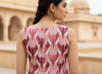 Culture Fest Co-ord Set – pink geometric print kurta and pant co-ord set, image 4