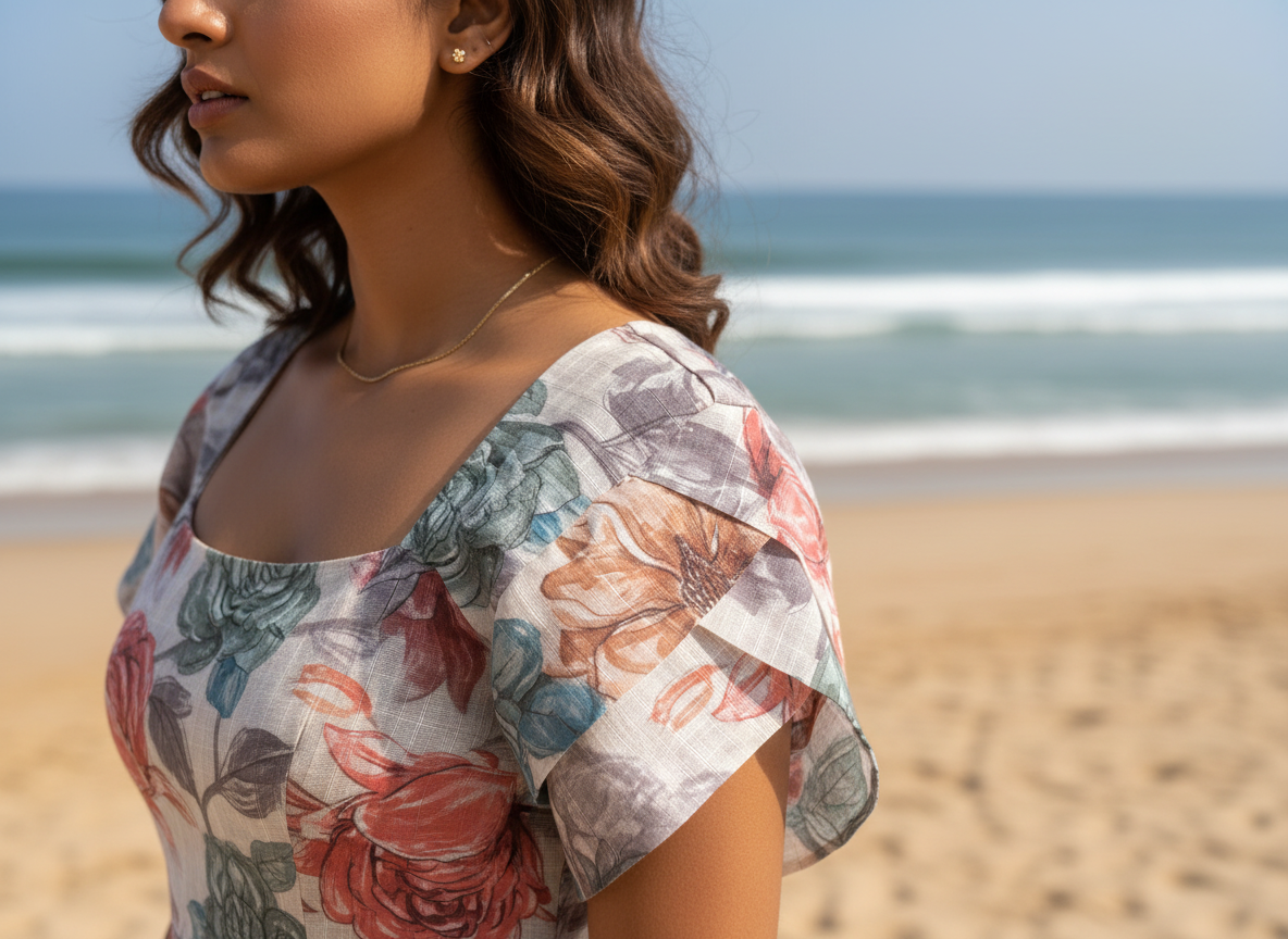 Semester Break Maxi – floral rayon maxi dress with brown flared bottom, image 4