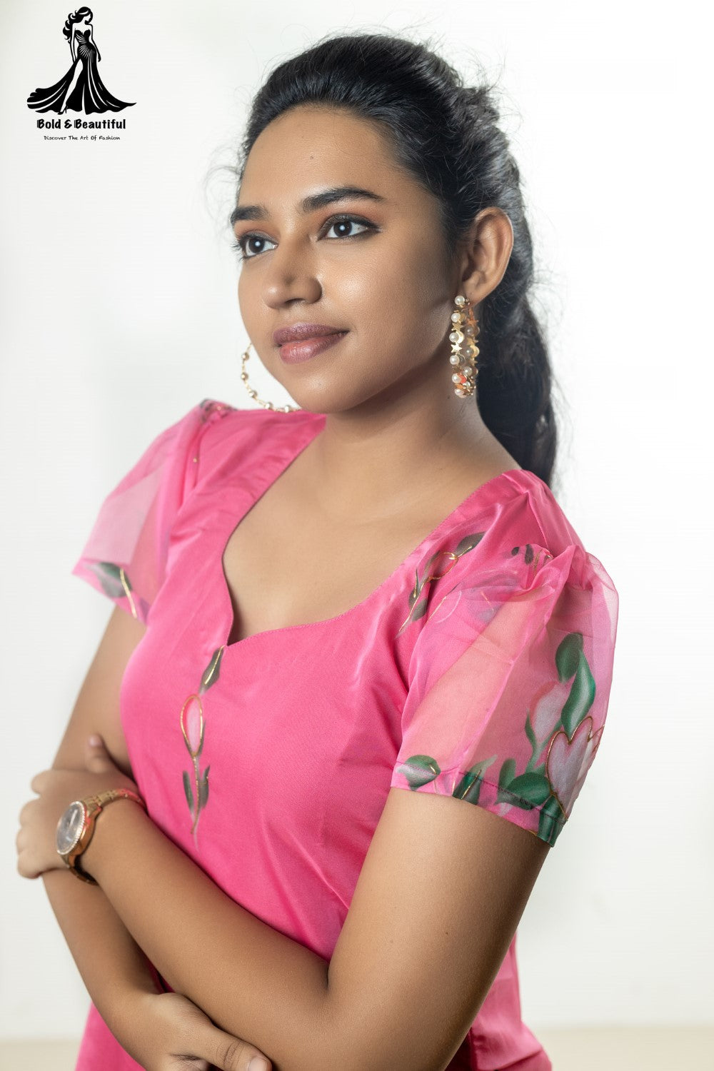 Leaf Kissed Pink Kurti